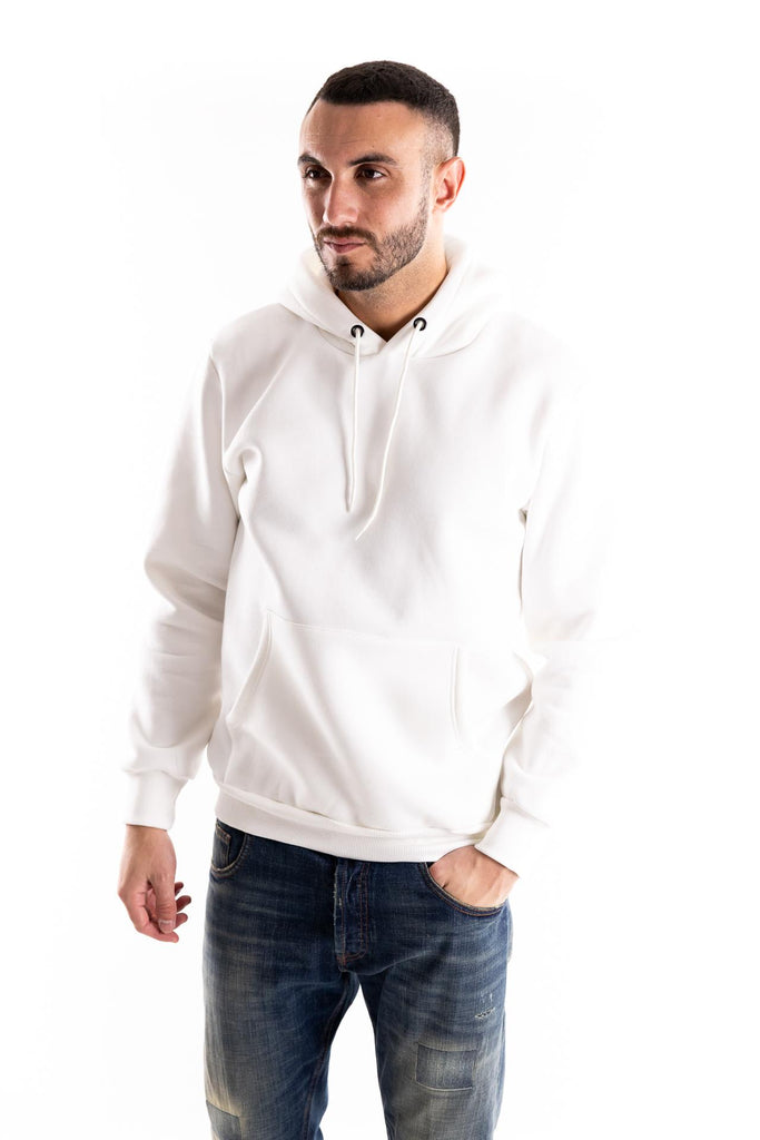Felpa uomo in cotone con stampa NO RISK sulla schiena HOODIE NO RISKBIANCA BASTILLE 
