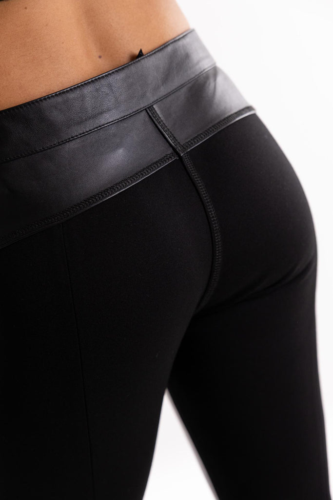 Pantalone Pizza in pelle e tessuto stretch nero 105366 Y75KNERO PINKO 