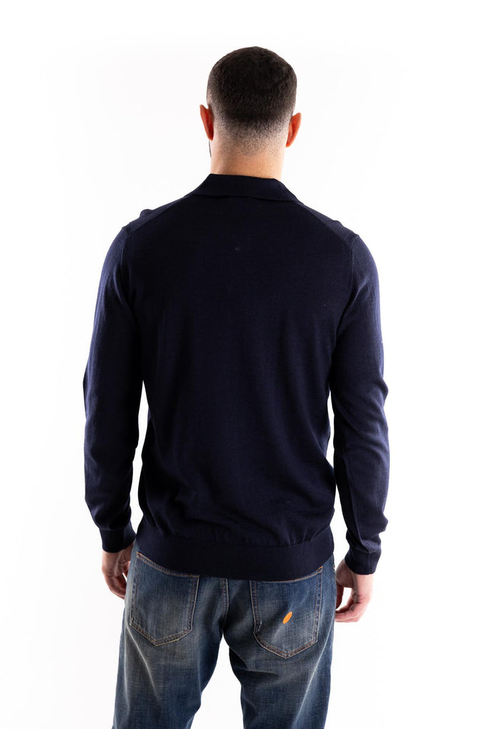 Maglia polo il lana finezza 16 color blu A010 BLU PAOLO PECORA 