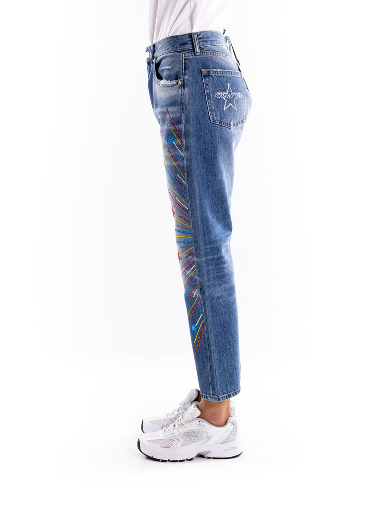 Jeans boyfriends strass multicolor LVS051BOY 21BLU ROSSANO PERINI 