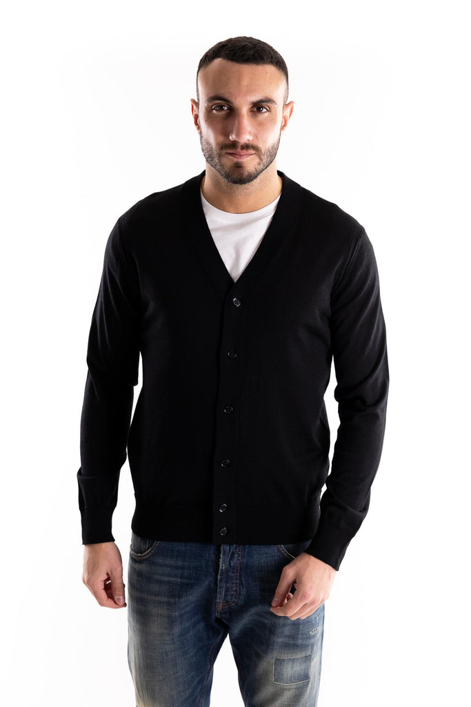 Maglia cardigan finezza 16 nero A005 BLU PAOLO PECORA 