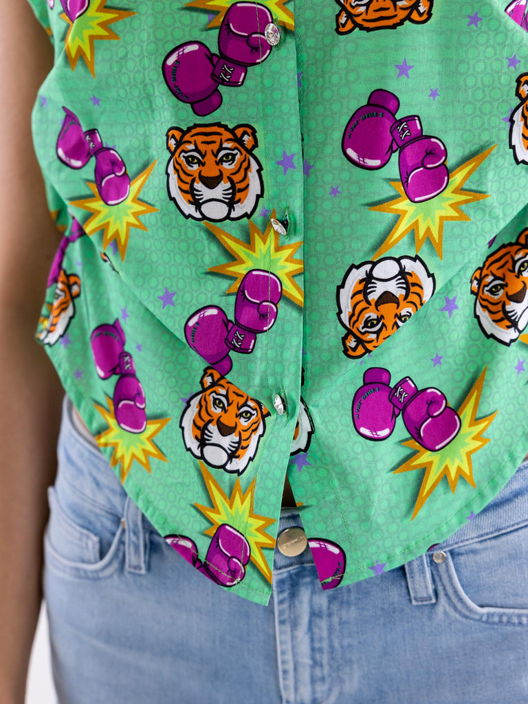 Camicia smanicata fantasia Tiger green SALVADOR 24VERDE IL THE' DELLE 5 