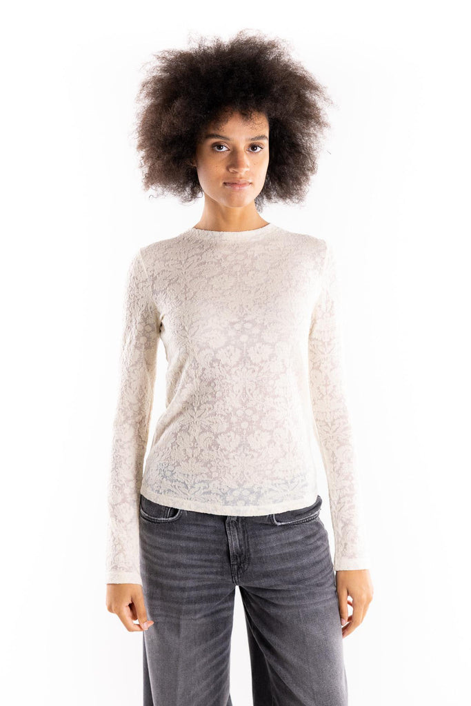 Maglia Marinara in punto pizzo beige 105697 A2TWBEIGE PINKO 
