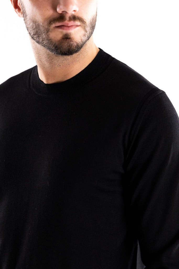 Maglia girocollo in lana finezza 16 nera A001 NERO PAOLO PECORA 