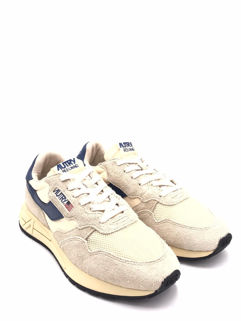 Sneakers Reelwind low in suede, nylon e pelle ecru con dettagli blu WWLM-UT27 BEIGE-BLU AUTRY 
