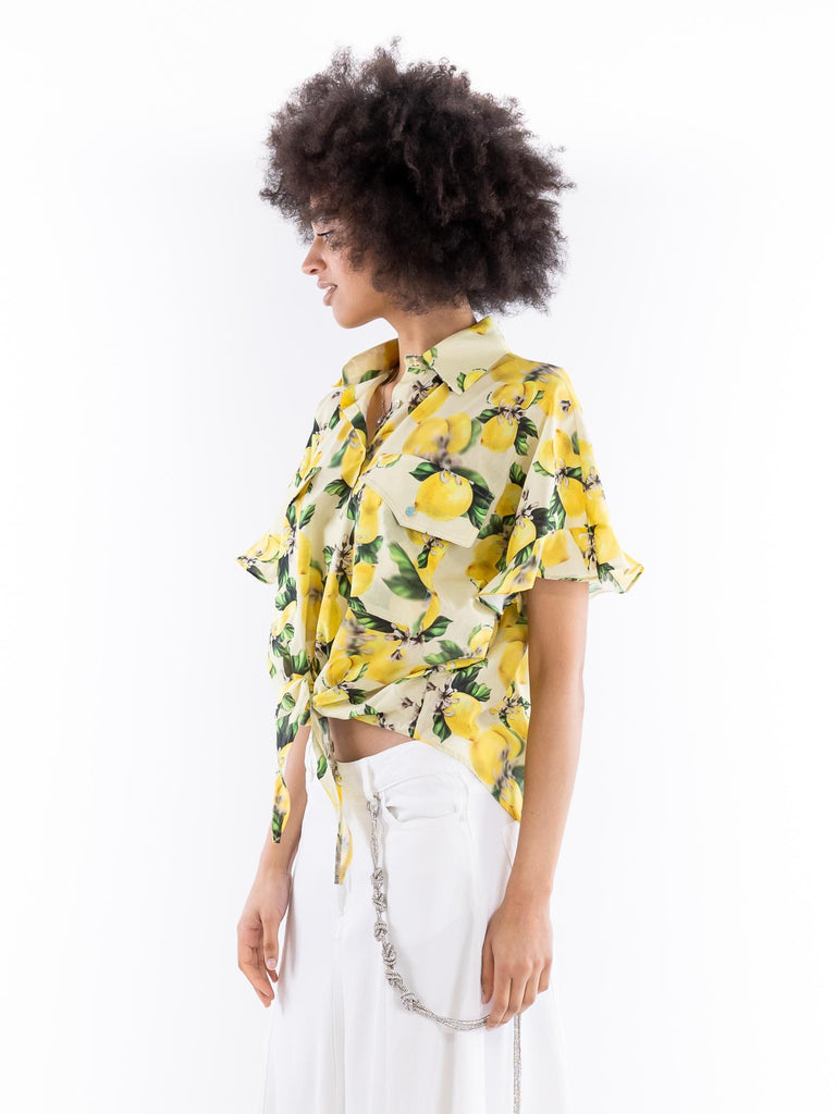 Camicia crop Amalia stampa lemon AMALIA 13GIALLO IL THE' DELLE 5 