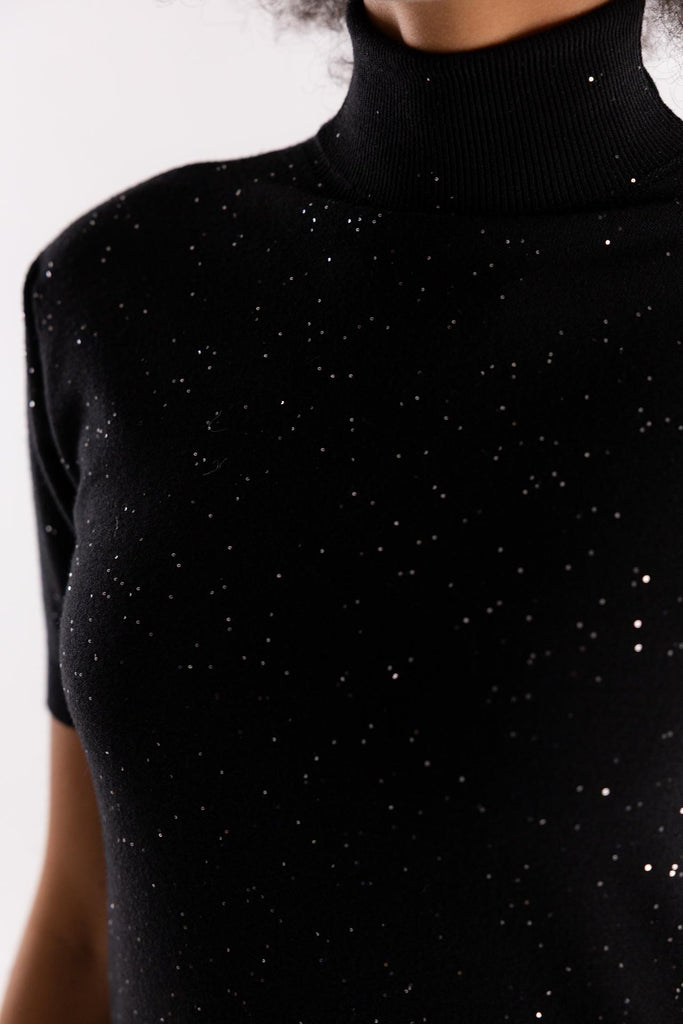 Dolcevita mezza manica con paillettes nero HMABW02312 NERO HINNOMINATE 