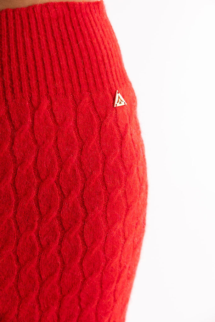 gonna longuette in maglia GOKD11025 ROSSO AKEP 