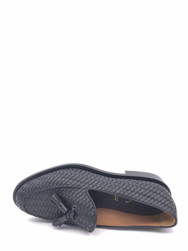 Mocassino in pelle nera intrecciata 1836 NERO CORVARI 