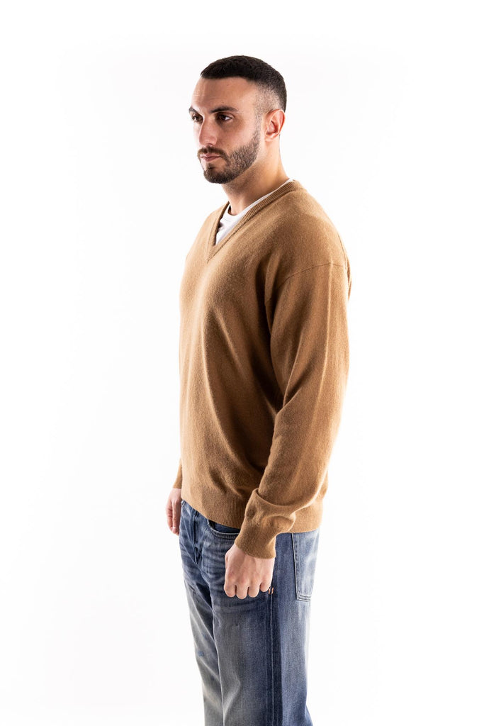 Maglia scollo v in lana color cammello W5U201 CAMMELLO THE EDITOR 