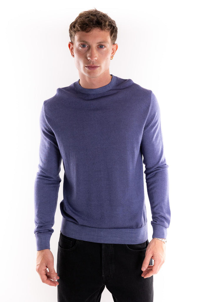 Maglia girocollo in lana blu OF1F2W5M007 BLU OUTFIT 