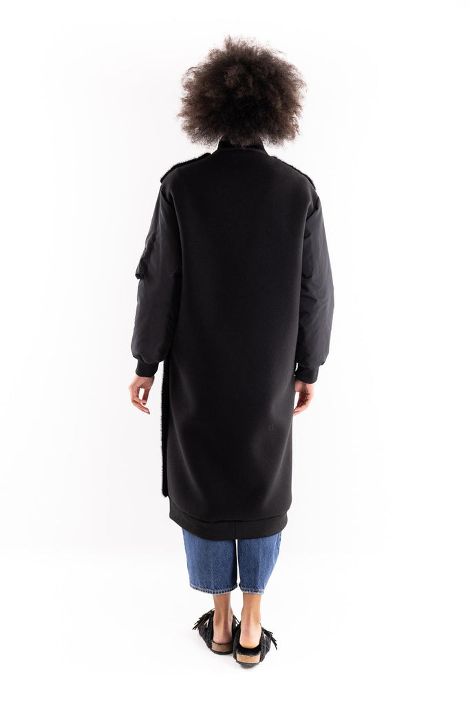 bomber lungo in eco-pelliccia e nylon VOG NERO ANY 