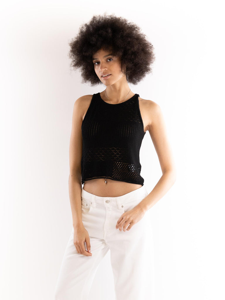 Top canotta in punto pizzo nero CNKD09091 NERO AKEP 
