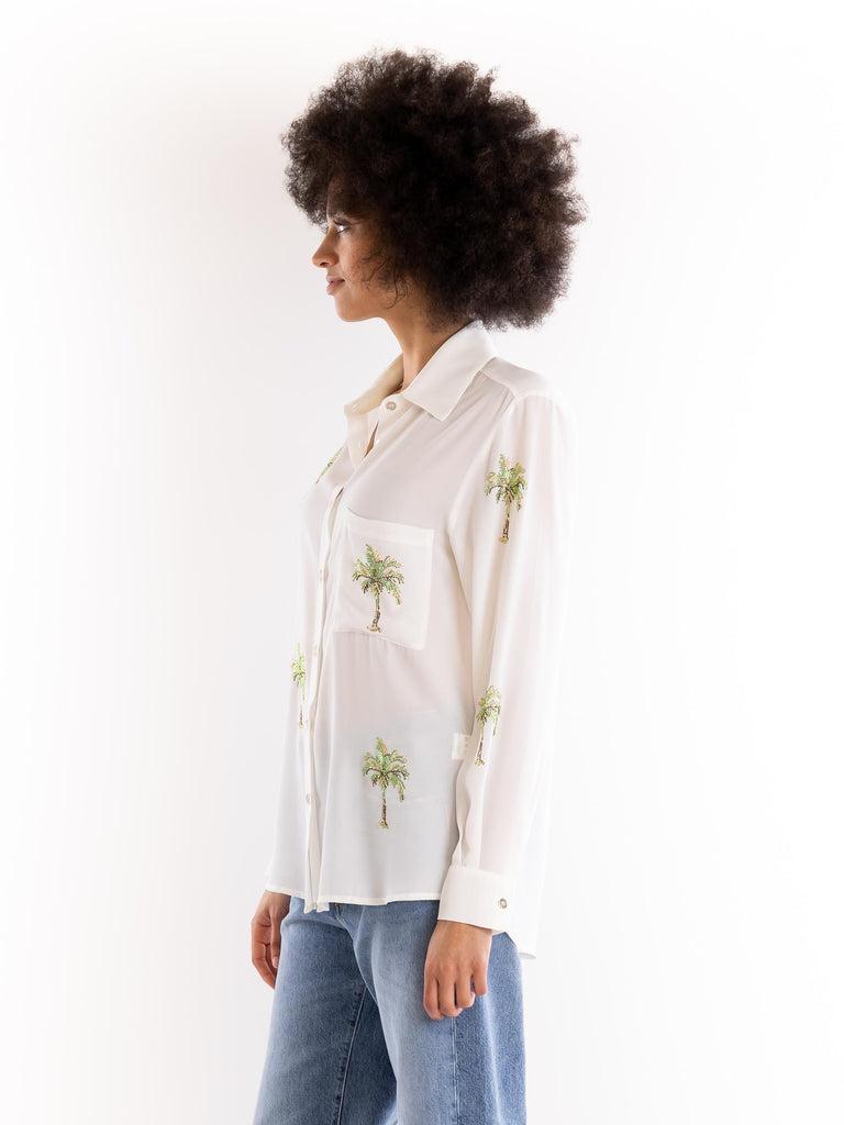 Camicia donna palme strass bianca 14138 BIANCO 5 PROGRESS 