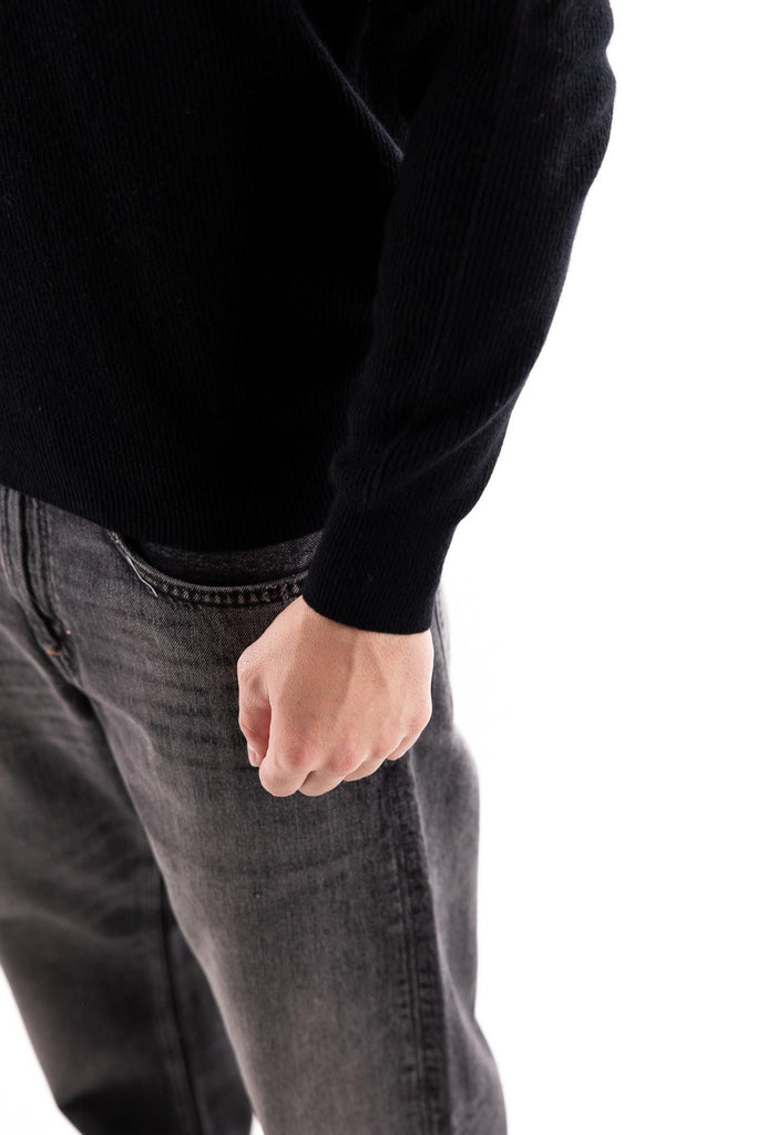 Maglia lupetto con zip nera A039 NERO PAOLO PECORA 