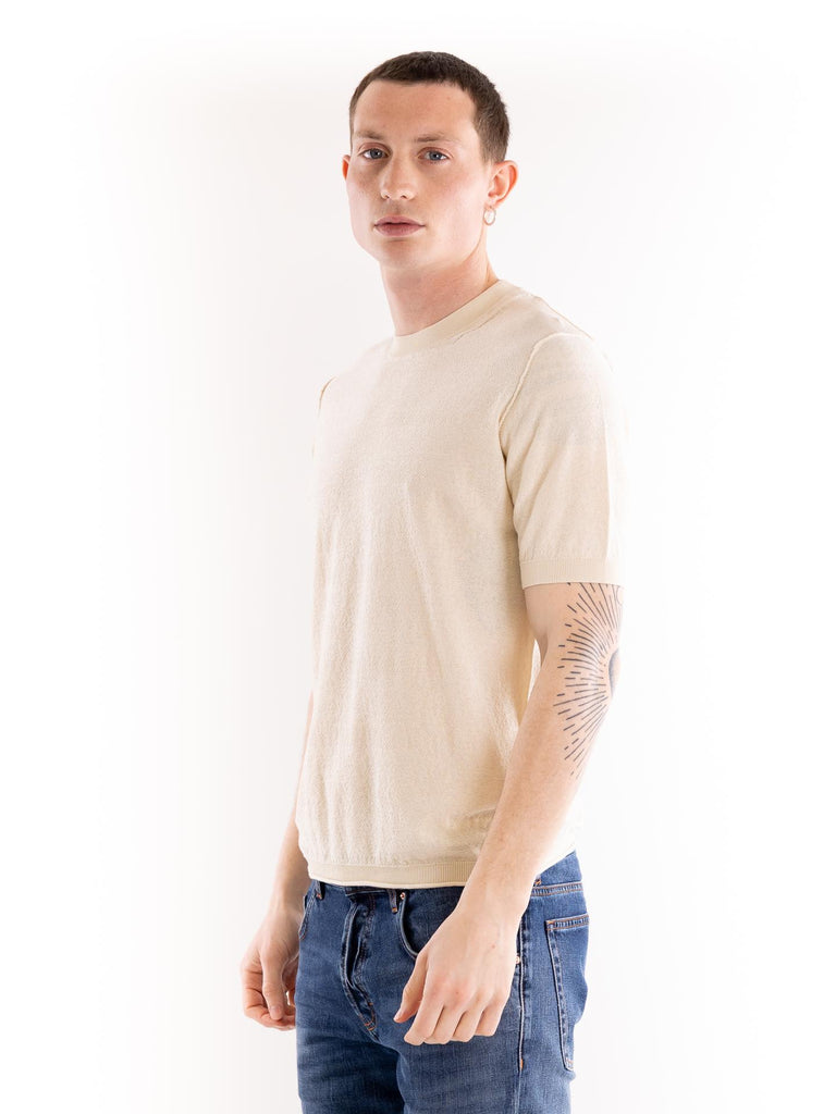 T-shirt uomo in filo lavorato panna A023 F4001342 PAOLO PECORA 