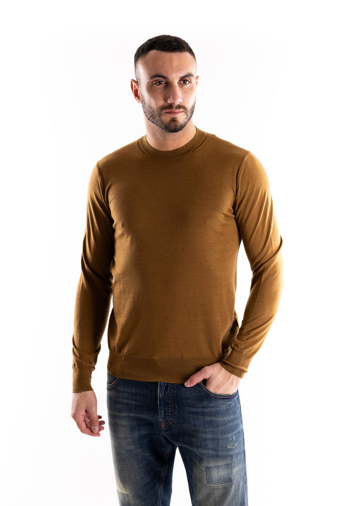 Maglia girocollo in lana finezza 16 bruciato A001 BRUCIATO PAOLO PECORA 