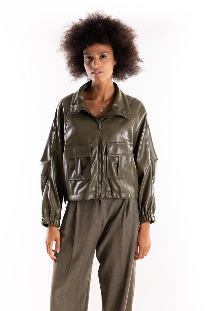 Blouson Loretta in jersey spalmato oliva 2523916011200 003VERDE MARELLA 