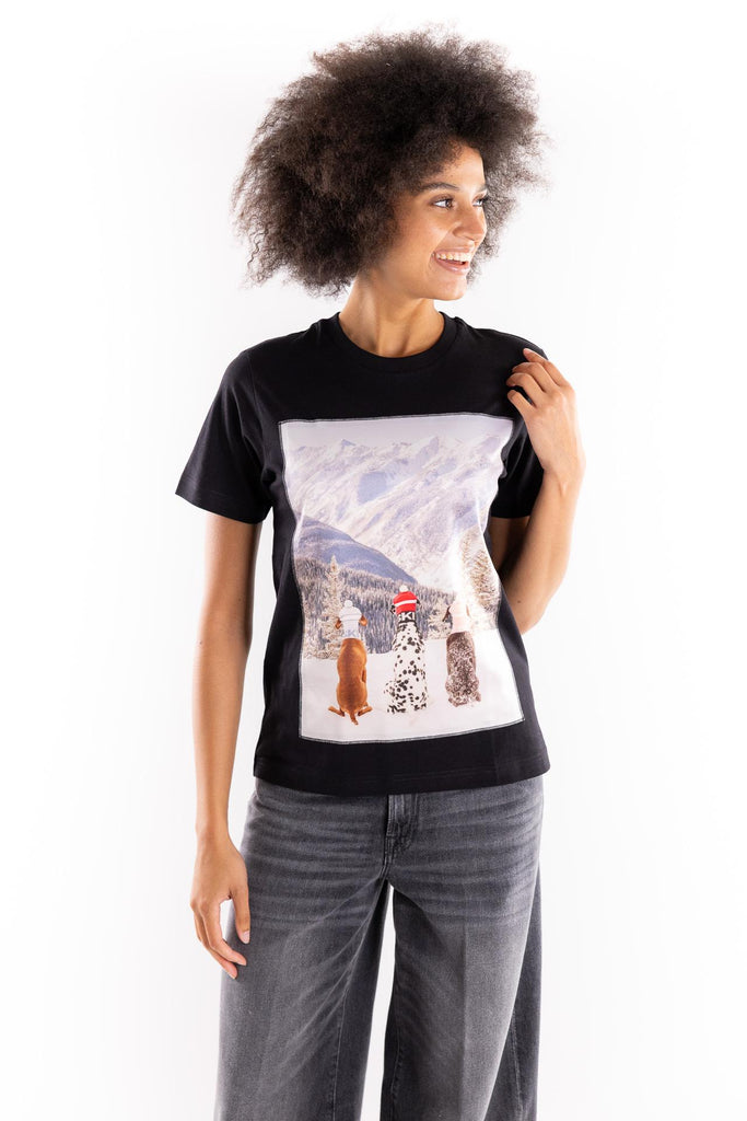 T-shirt in cotone nero con stampa mountain dog ORGA MOUNTAIN DOGNERO BASTILLE 