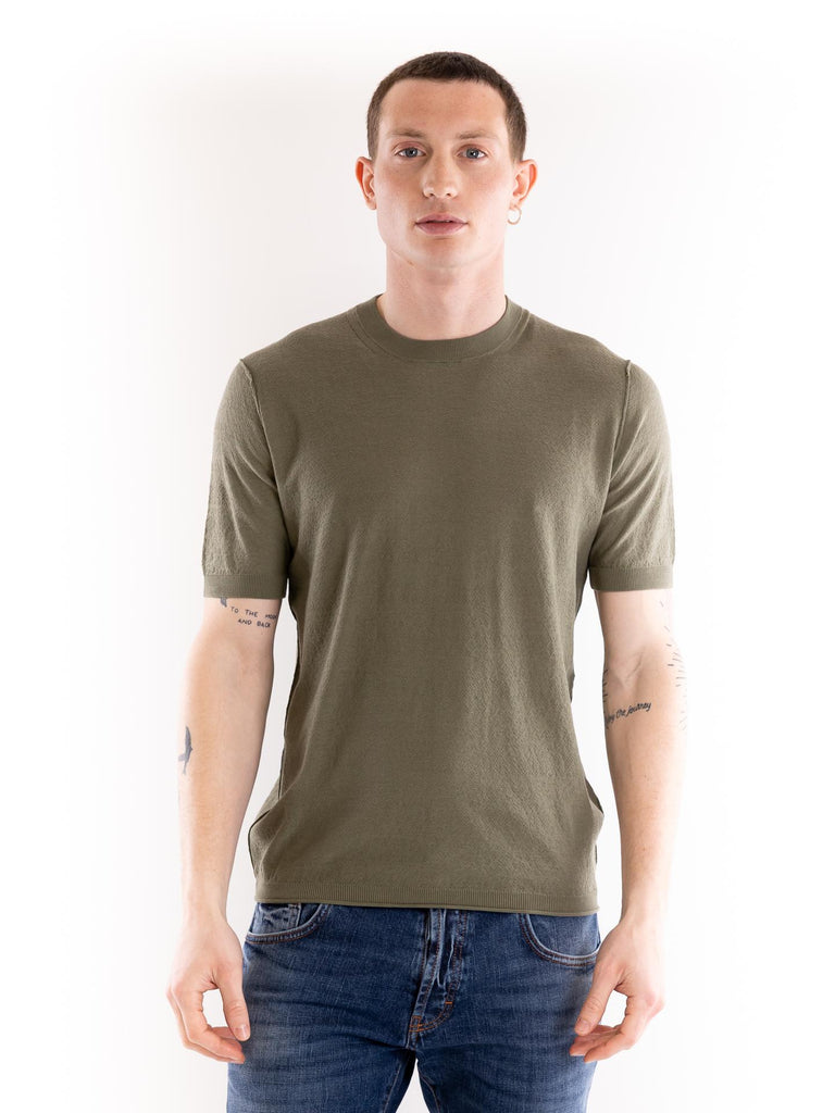 T-shirt uomo in filo lavorato kaki A023 F4005577 PAOLO PECORA 