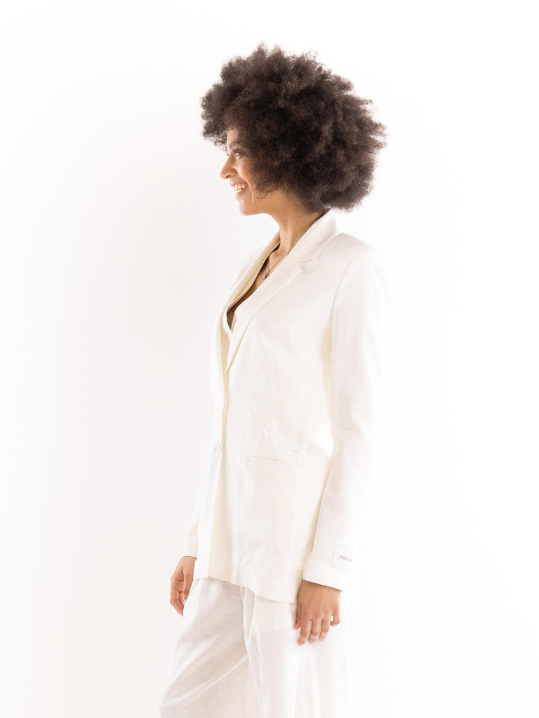 Giacca donna over  in lino bianco HNABW01840 PTTS0273BIANCO HINNOMINATE 