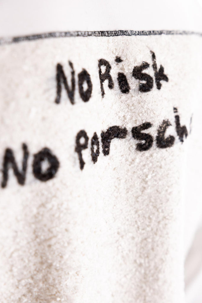 Felpa uomo in cotone con stampa NO RISK sulla schiena HOODIE NO RISKBIANCA BASTILLE 