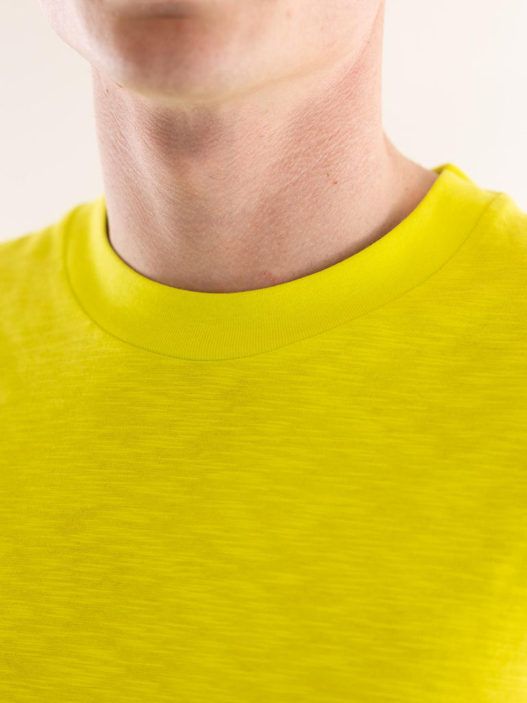 T-shirt uomo cotone fiammato giallo acido F012 40123207 PAOLO PECORA 