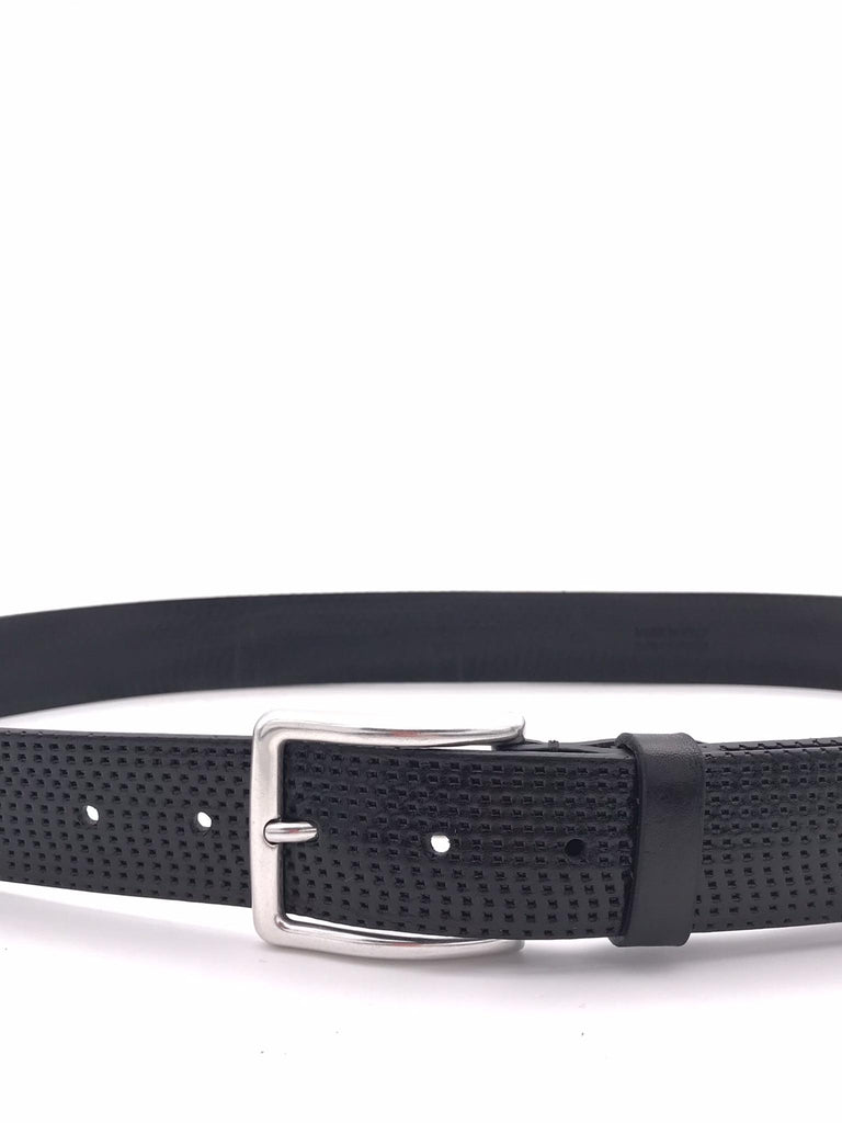 Cintura uomo in pelle nera laserata MRF256C029 NERO MINORONZONI 
