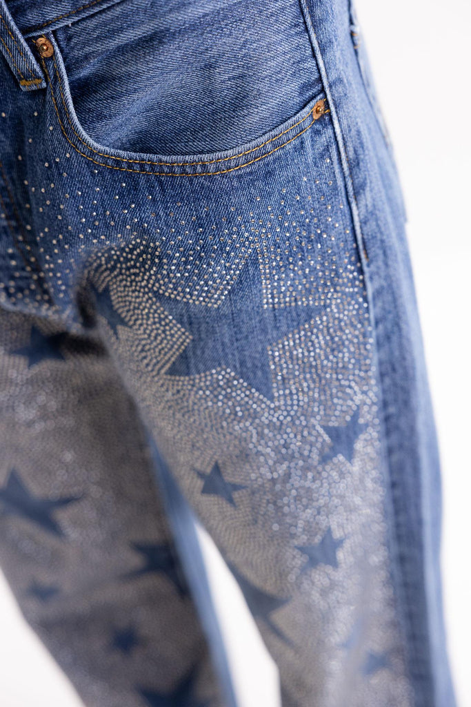 Jeans Ultraboy full strass argento 22FW25 BLU ROSSANO PERINI 