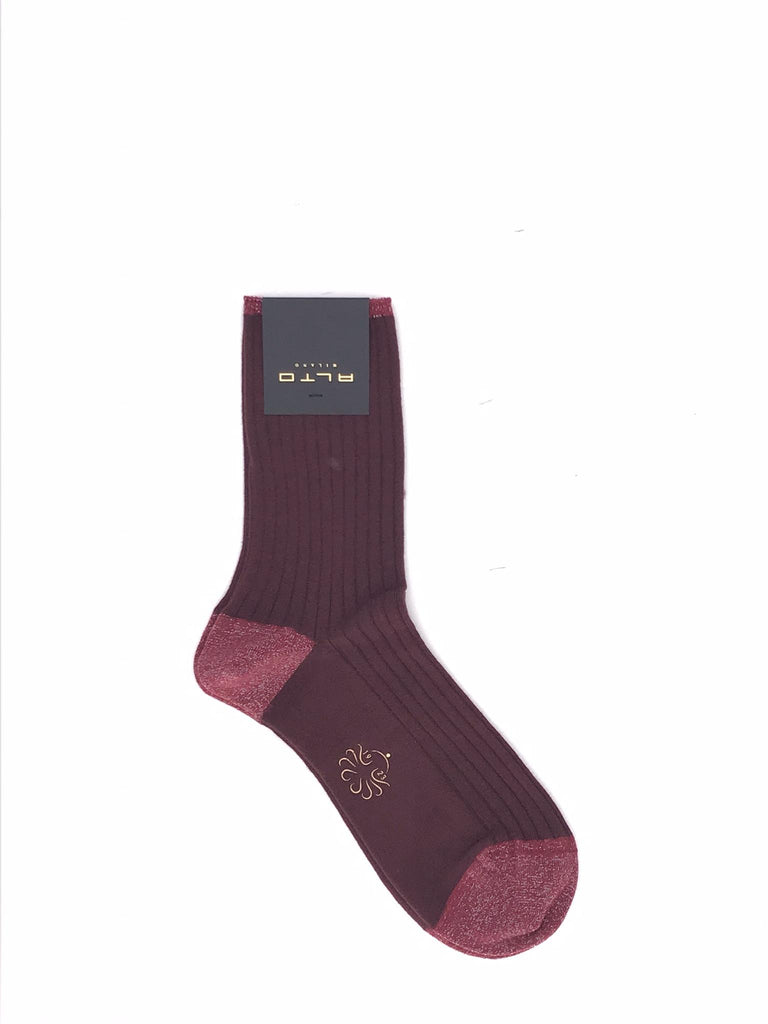 Calzini corti a costine con lurex bordò AM0279 BORDEAU ALTO MILANO 