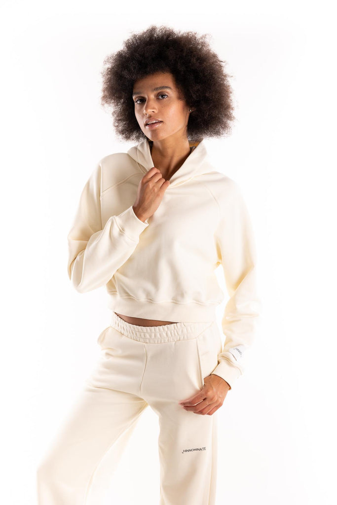 Felpa cappuccio crop con manica raglan burro HMABW01958 BI04BURRO HINNOMINATE 
