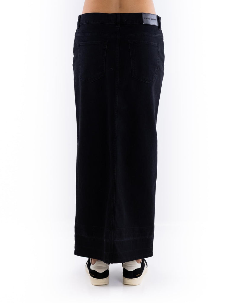 Gonna lunga Il cairo in denim nero con spacco 104628 A2GPZ99 PINKO 