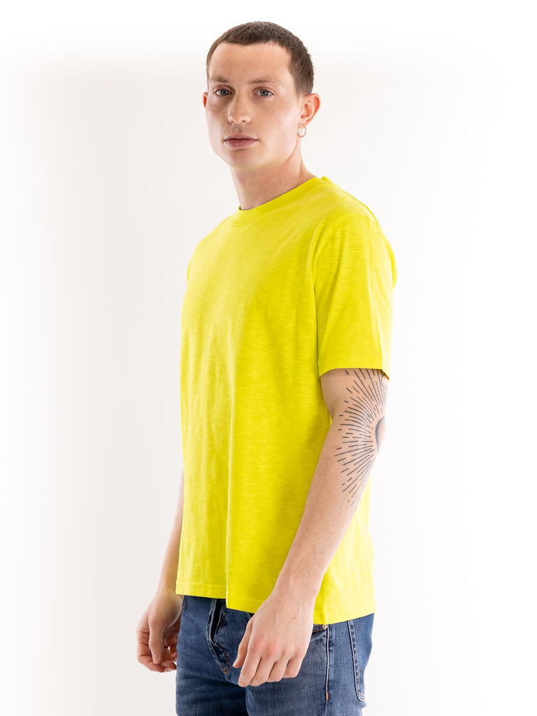 T-shirt uomo cotone fiammato giallo acido F012 40123207 PAOLO PECORA 