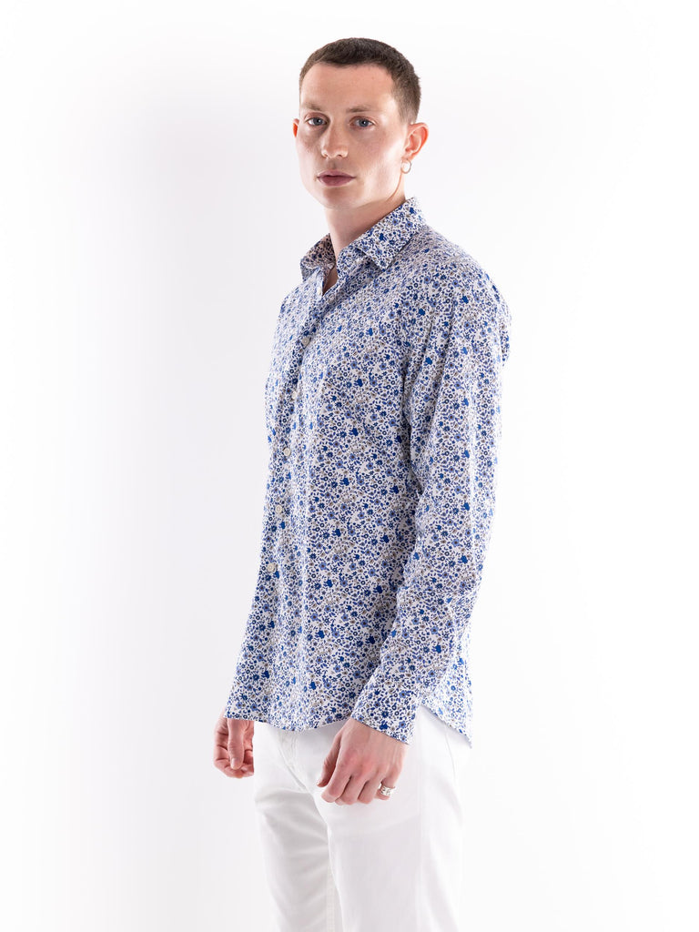 Camicia uomo in fantasia floreale su base bianca OLEANDRO 3326MULTICOLOR PORTOFIORI 
