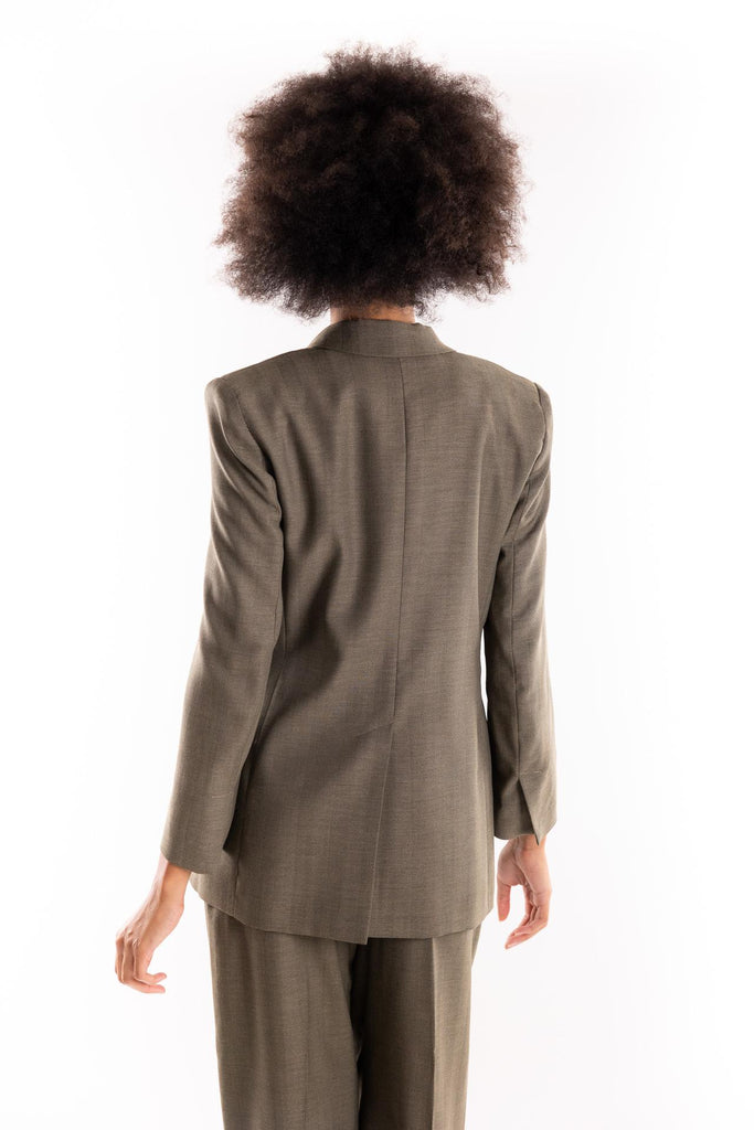 Blazer Kriss doppiopetto in saglia fluida verde 2523046121200 002VERDE MARELLA 