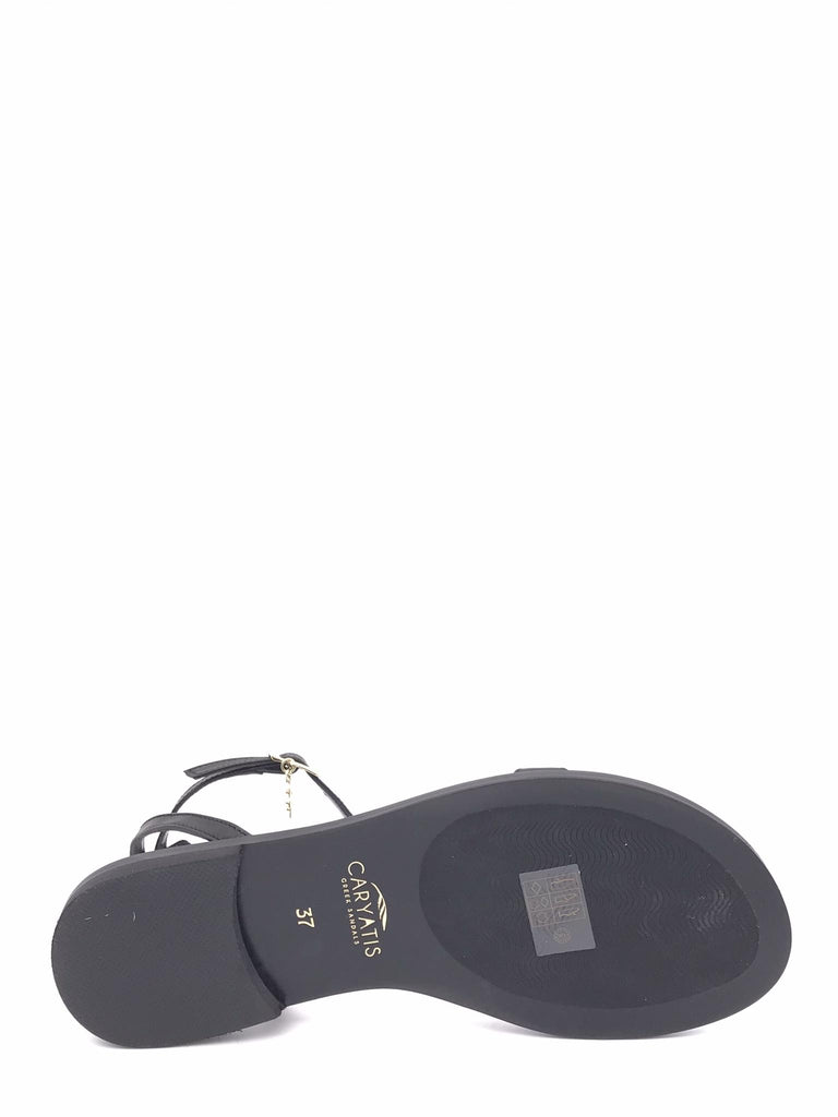 Sandalo nero con accessorio oro 621707 NERO CARYATIS 