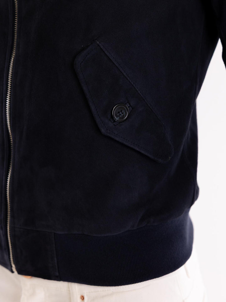 Giubbino bomber uomo in camoscio blu BJON BLU BLUSOTTO 