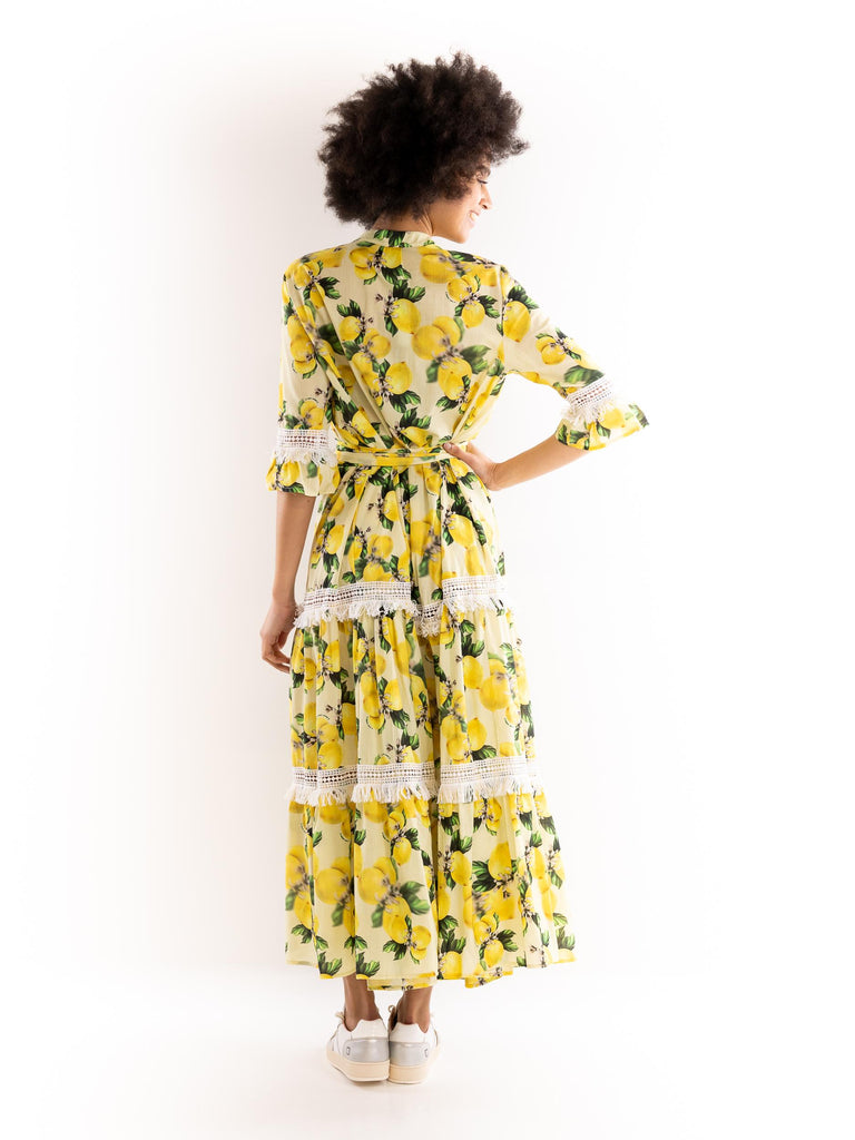 Abito chemisier donna con stampa limoni AURORA 13GIALLO IL THE' DELLE 5 