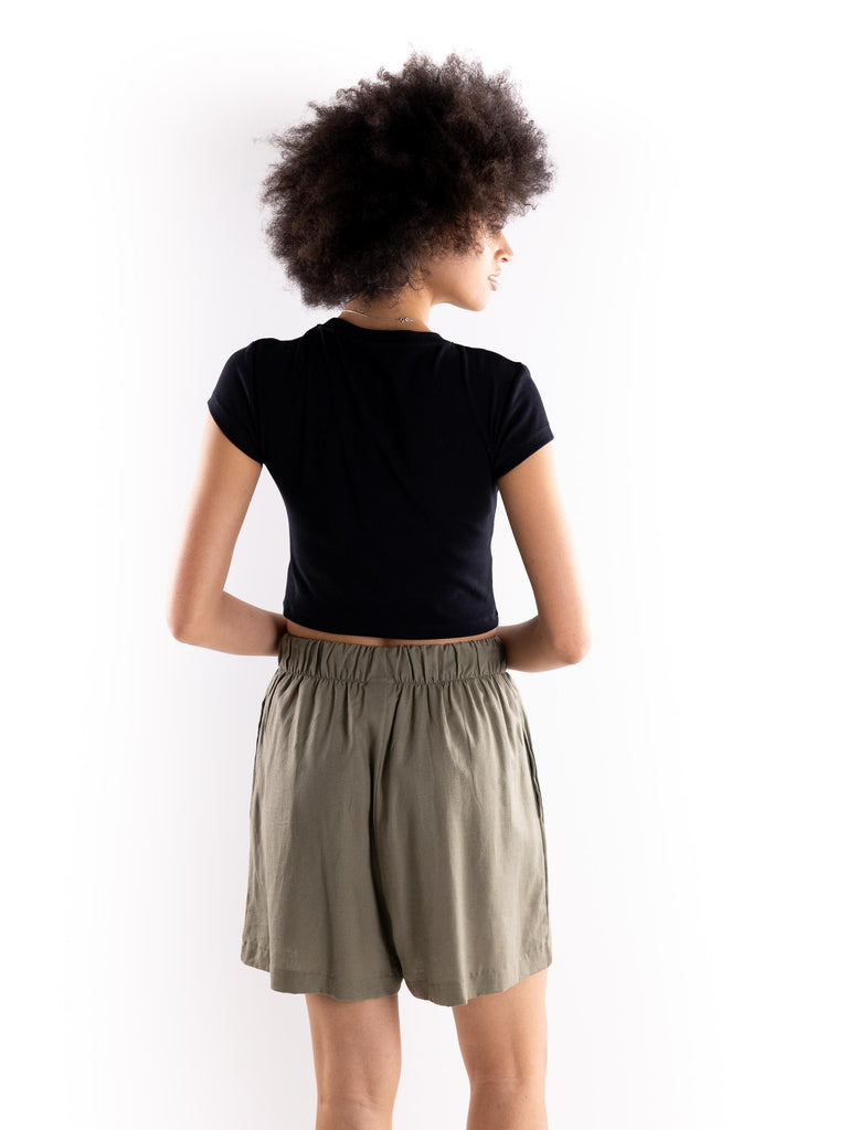 T-shirt crop mezza manica nera HMABW01631 PTTA0006NE01 HINNOMINATE 