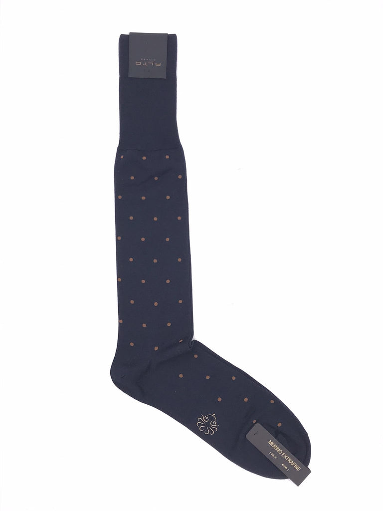 Calzini lunghi Bill pois blu scuro AM1379UL 144BLU SCURO ALTO MILANO 