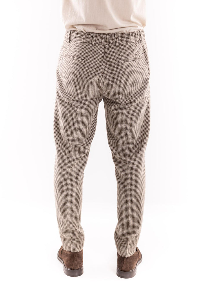 Pantalone misto lana con trama pied de poul beige OF1F2W5P030 BEIGE OUTFIT 