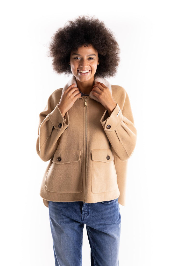Giaccone Gettone in double di misto lana color beige 2523086011200 001BEIGE MARELLA 