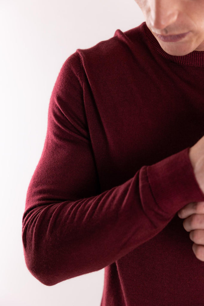 Maglia girocollo in lana bordò OF1F2W5M007 BORDEAU OUTFIT 