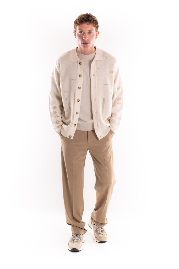 Pantalone a palazzo in tessuto fluido beige OF1F2W5P019 BEIGE OUTFIT 