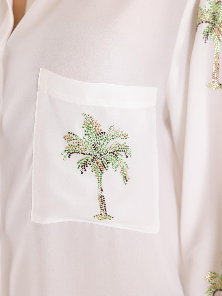 Camicia donna palme strass bianca 14138 BIANCO 5 PROGRESS 