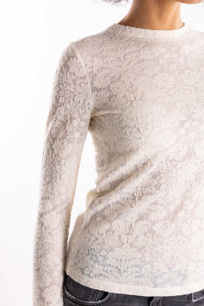 Maglia Marinara in punto pizzo beige 105697 A2TWBEIGE PINKO 