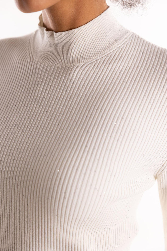 Maglia Lupetto a costine con strass burro HMABW02325 BI04BURRO HINNOMINATE 