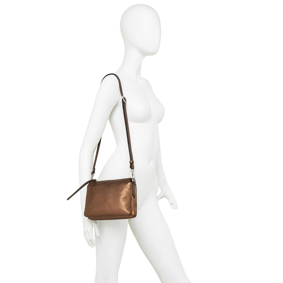 Borsa Three in pelle laminata toasted BS4362 BRONZO GIANNI CHIARINI 