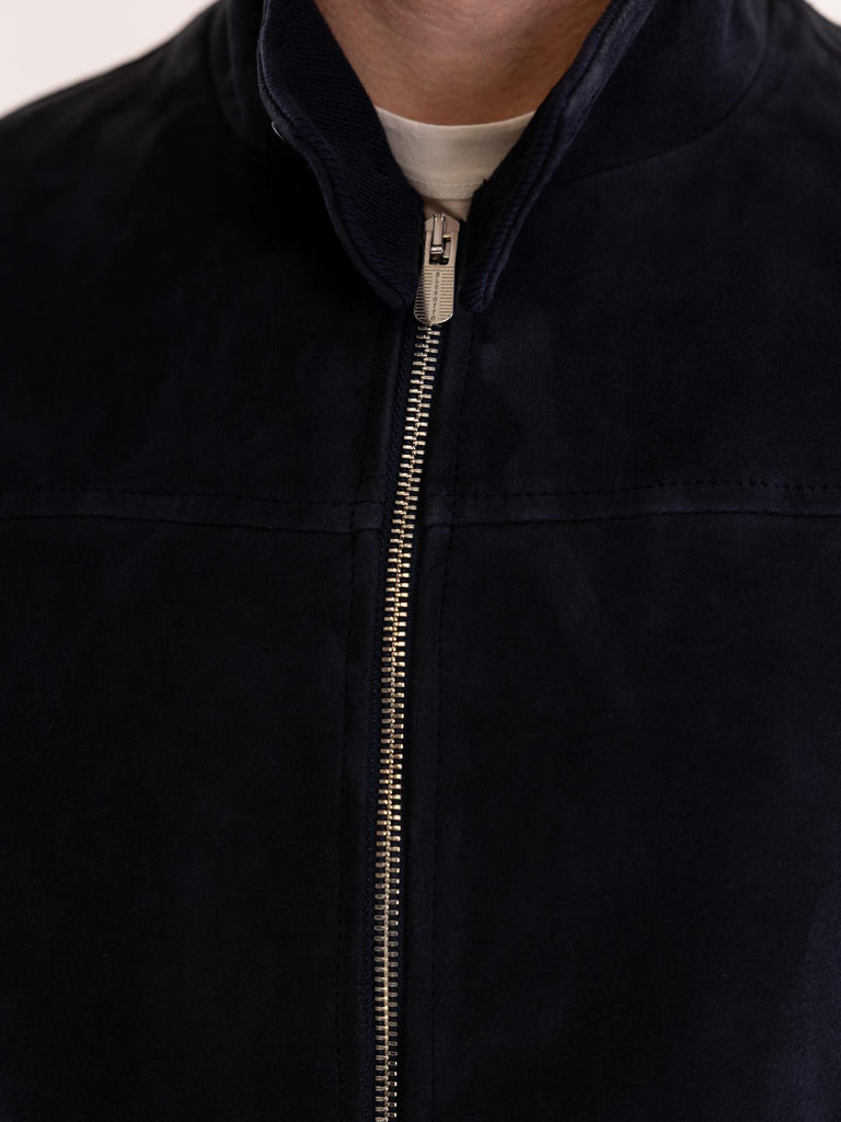 Giubbino bomber uomo in camoscio blu BJON BLU BLUSOTTO 
