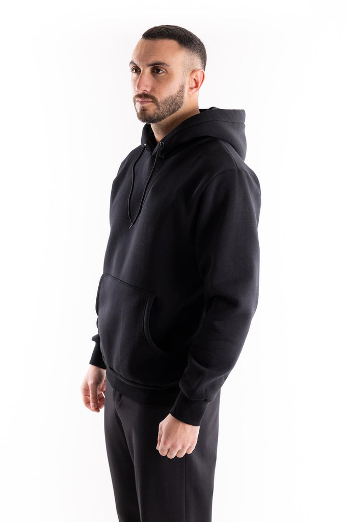 Felpa uomo in cotone nero con stampa HALFBALL sulla schiena HOODIE HALFBALLNERO BASTILLE 